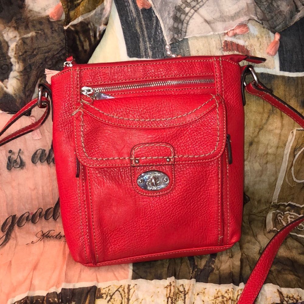 BORN BOC Faux Leather Vibrant Red Crossbody Bag Purse
